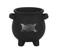 Something Different Black Triple Moon Cauldron Terracotta Plant Pot-12 x 13 cm (1 Pc), 12cm x 13cm x 12cm