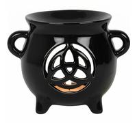 Something Different Black Triquetra Cauldron Ceramic Oil Burner-10 x 13 x 10 cm (1 Pc), 10cm x 13cm x 10cm