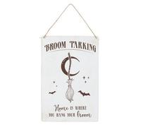 Something Different Broom Parking Metal Door Sign White/brown (One Size)