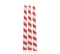Something Different Candy Cane Christmas Taper Candle (Pack of 3) (One Size) (Red/White)