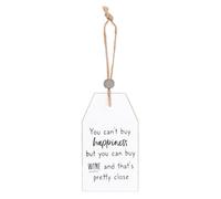 Something Different Cant Buy Happiness Wine Hanging Sign White/black (One Size)