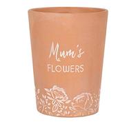 Something Different Charming Cantaloupe Color Mum's Flowers Terracotta Plant Pot - 16cm x 12cm (1 Pc.) - Perfect For Indoor/Outdoor Use, Dark Brown & White