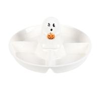 Something Different Chip & Dip Ghost Shaped Snack Dish White/black/orange (One Size)