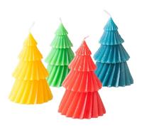 Serano Set of 4 Colourful Christmas Tree Candles - Paraffin Wax - 1