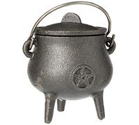 Something Different CO_29002 Cast Iron Cauldron with Pentagram, Black, H: 11cm X W: 7.5cm X D: 6.3cm