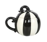 Something Different Contrast Striped Mug With Lid in Black Something Different Black