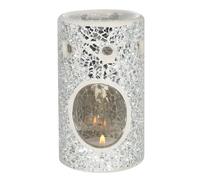 Something Different Crackle-Effect Pillar Oil Burner in Silver Something Different Silver