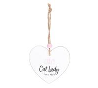 Something Different Crazy Cat Lady Heart Hanging Sentiment Sign White (One Size)