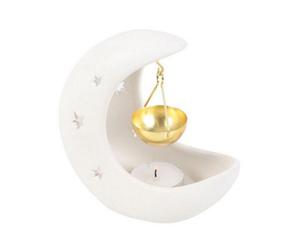 Something Different Crescent Moon Hanging Oil Burner White/gold (One Size)