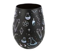 Something Different Crystal Witch Print Stemless Wine Glass in Black Something Different Black