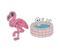 Something Different Dead Cool Enamel Flamingo Skeleton Badge in Pink Something Different Pink