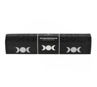 Something Different Enchanting Triple Moon Wooden Sage Incense Box Set, Wood, Black & White, 30.5