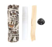 Something Different Energy Cleansing Crystal Yerba Santa Sage Smudge Kit Set in White Something Different White