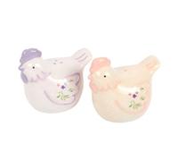 Something Different Fig & Hen Salt And Per Shakers (Pack Of 2) White/cream/light Pink/lavender (One Size)