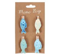 Something Different Fish Memo Pegs Pack Of 4 Multicolour (One Size)
