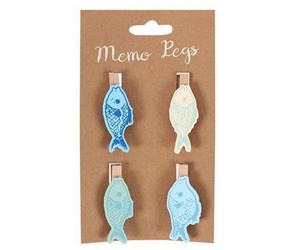 Something Different Fish Memo Pegs Pack Of 4 Multicolour (One Size)