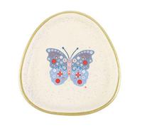 Something Different Floral Butterfly Ceramic Trinket Dish White/blue/gold (One Size)
