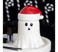 Ghost with Santa Hat Oil Burner and Wax Warmer - Spooky Christmas Decor with Removable Lid, Festive Fragrance Warmer for Oils or Wax Melts, Fun Alternative Holiday Accent