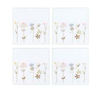 Something Different Gl Floral Coasters (Pack Of 4) White/green (One Size)