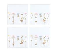 Something Different Gl Floral Coasters (Pack Of 4) White/green (One Size)