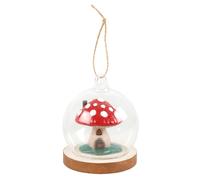 Something Different Glass Mushroom House Hanging Dration in Red Something Different Red
