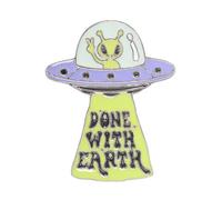 Something Different Glow In The Dark Pin UFO Badge in Lemon Something Different Lemon