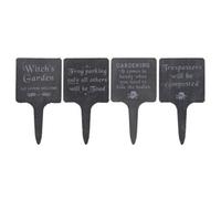 Something Different Gothic Garden Plaque Set (Pack Of 4) Black/white (One Size)