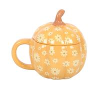 Something Different Groovy Ghosts Pumpkin Mug With Lid in Orange Something Different Orange