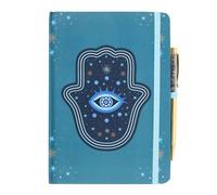 Something Different Hand of Hamsa Crystal Chips A5 Notebook with Pen in Light Blue Something Different Light Blue