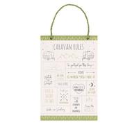 Something Different Happy Camper Caravan Rules Hanging Sign Evergreen/white (One Size)