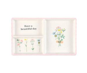 Something Different Have a Beautiful Day Floral Trinket Tray (One Size) (White)