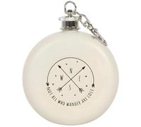 Something Different HC_25223 Happy Camper Stainless Steel Hip Flask with Keyring-Perfect for Outdoor Enthusiasts, Steel