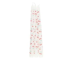 Something Different Heart Cherry Taper Candle (Pack of 3) (One Size) (White/Red/Green)