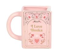 Something Different I Love Books Shaped Mug in Pink Something Different Pink