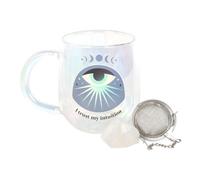 Something Different Intuition Crystal Double-Walled 250Ml Mug & Tea Strainer Clear/blue (One Size)