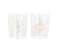 Something Different Iridescent Sun & Moon Face Votive Candle Holder Pack of 2 in Gold Something Different Gold