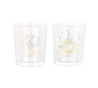 Something Different Iridescent Sun & Moon Face Votive Candle Holder Pack of 2 in Gold Something Different Gold