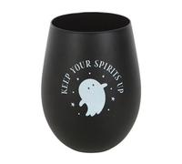 Something Different Keep Your Spirits Up Ghost 500ml Stemless Glass in Black Something Different Black