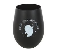 Something Different Keep Your Spirits Up Ghost 500ml Stemless Glass in Black Something Different Black