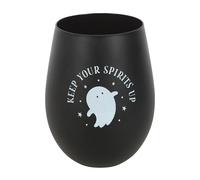 Something Different Keep Your Spirits Up Ghost 500ml Stemless Glass (One Size) (Black)