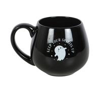 Something Different Keep Your Spirits Up Ghost Round 500ml Mug in Black Something Different Black