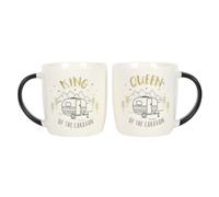Something Different King And Queen Caravan Mug Set (Pack Of 2) White/black (One Size)