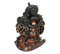 Something Different Kraken & Diver Helmet Backflow Incense Burner (One Size) (Black/Golden Brown/Chrome)