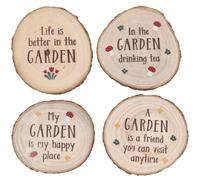 Something Different LG_31222 Charming Garden Wood Slice Set-Rustic Wooden Sentiment Coasters
