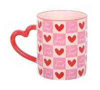 Something Different Love Yourself Checked Hearts Mug White/pink/red (One Size)