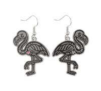 Something Different Men's Dead Hot Days Enamelled Flamingo Skeleton Dangle Earrings in Black Something Different Black One Size