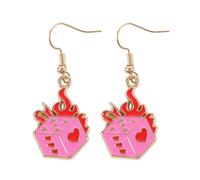 Something Different Men's Flaming Dice Dangle Earrings in Pink Something Different Pink One Size