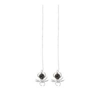 Something Different Men's Obsidian Spider Dangle Earrings in Silver Something Different Silver One Size