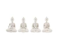 Something Different Mini Buddha | White Resin | H:5.5cm W:3cm D:2.5cm | pack of 12, Grey and Cream