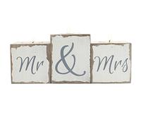 Something Different Mr and Mrs Tea-Light Holder, White/Grey